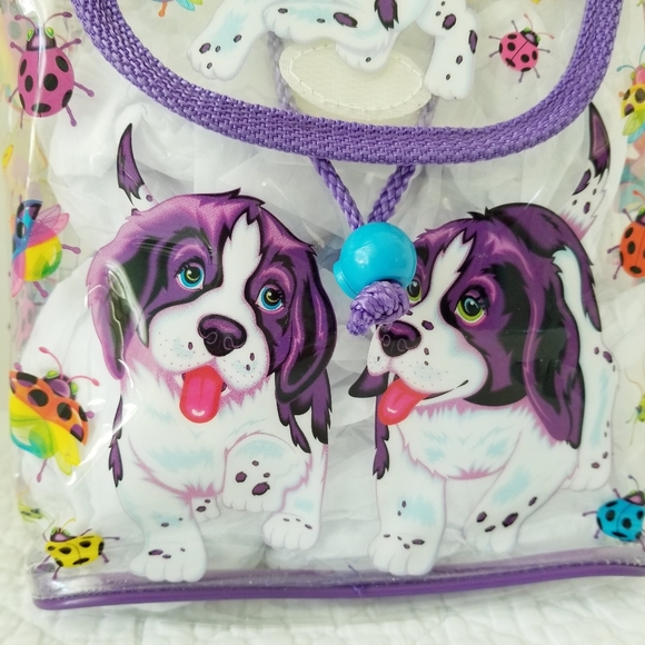 Vintage Lisa Frank  Violet And Velvet Clear Vinyl Drawstring Mini Backpack - Picture 2 of 8
